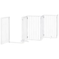 Сгъваема преграда за кучета с врата 12 панела бял 600 см топола