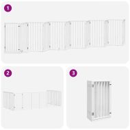 Сгъваема преграда за кучета с врата 12 панела бял 600 см топола