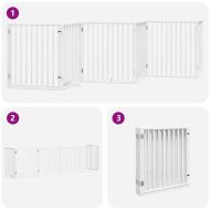 Сгъваема преграда за кучета с врата 6 панела бял 480 см топола