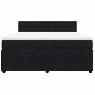 Боксспринг легло с матрак, черно, 200x200 см, кадифе