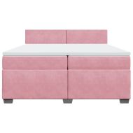 Боксспринг легло с матрак, розово, 200x200 см, кадифе