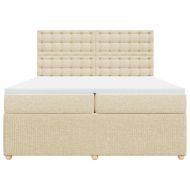 Боксспринг легло с матрак, кремаво, 200x200 см, плат