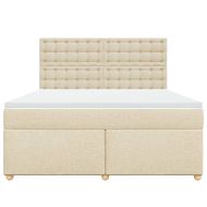 Боксспринг легло с матрак, кремава, 180x200 см, плат