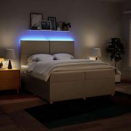 Боксспринг легло с матрак, кремаво, 200x200 см, плат