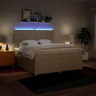 Боксспринг легло с матрак, кремаво, 200x200 см, плат