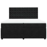 Боксспринг легло с матрак, черно, 200x200 см, кадифе