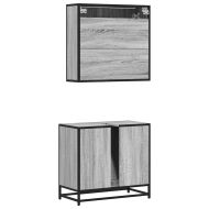 Комплект мебели за баня от 2 части сив сонома инженерно дърво