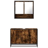 Комплект мебели за баня от 2 части, опушен дъб, инженерно дърво