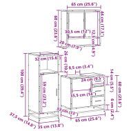 Комплект мебели за баня от 3 части, опушен дъб, инженерно дърво