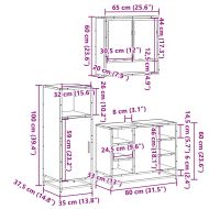 Комплект мебели за баня от 3 части сив сонома инженерно дърво