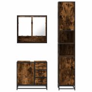 Комплект мебели за баня от 3 части, опушен дъб, инженерно дърво