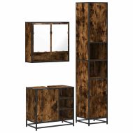 Комплект мебели за баня от 3 части, опушен дъб, инженерно дърво