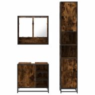 Комплект мебели за баня от 3 части, опушен дъб, инженерно дърво