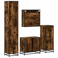 Комплект мебели за баня от 4 части, опушен дъб, инженерно дърво