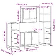Комплект мебели за баня от 4 части сив сонома инженерно дърво