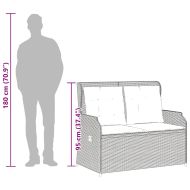 Накланяща се градинска пейка с възглавници сив полиратан