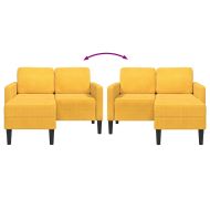 Двуместен диван с шезлонг в L-образна форма Светложълт 125 см