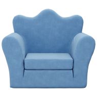 Детско диванче, синьо, мек плюш