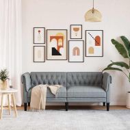 Диван Chesterfield Светлосиво 182.5 x 74.5 x 74.5 см текстил