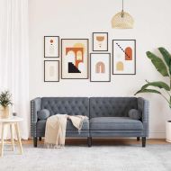 Диван Chesterfield Друг Тъмносив 174 x 74.5 x 70.5 см Кадифе