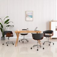 Въртящи се трапезни столове, 4 бр, сиви, текстил