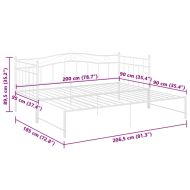 Рамка за легло, разтегателен диван, бяла, метал, 90x200 см