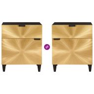 Нощно шкафче Черен и златен 50 x 33 x 60 см мангово дърво масив