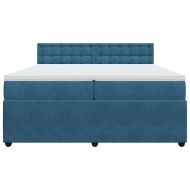 Боксспринг легло с матрак, синьо, 200x200 см, кадифе