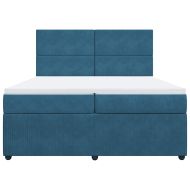 Боксспринг легло с матрак, тъмносиньо, 200x200 см, кадифе