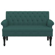 Пейка с облегалка, тъмнозелена, 120x62x75,5 см, плат