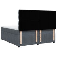 Боксспринг легло с матрак, тъмносиво, 200x200 см, кадифе