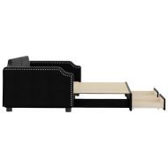 Канапе с изтеглящо легло и чекмеджета черно 100x200 см плат