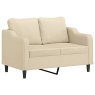 Комплект дивани 3 части с възглавници кремав текстил