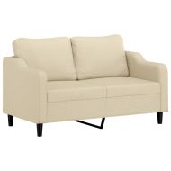 Комплект дивани 3 части с възглавници кремав текстил