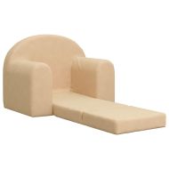 Детски диван-легло кремав мек плюш