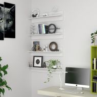 Стенни рафтове, 4 бр, бели, 80x11,5x18 см, инженерно дърво