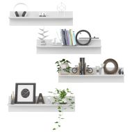 Стенни рафтове, 4 бр, бели, 80x11,5x18 см, инженерно дърво