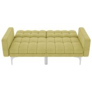 Разтегателен диван, зелен, плат