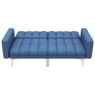 Разтегателен диван, син, текстил