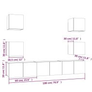Комплект ТВ шкафове от 7 части, сив сонома, инженерно дърво