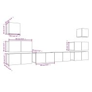 Комплект ТВ шкафове от 8 части, сив сонома, инженерно дърво