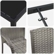 Комплект за хранене в градината 3 pcs Сив Полиратан