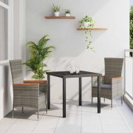 Комплект за хранене в градината 3 pcs Сив Полиратан