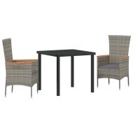 Комплект за хранене в градината 3 pcs Сив Полиратан