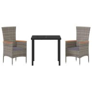 Комплект за хранене в градината 3 pcs Сив Полиратан