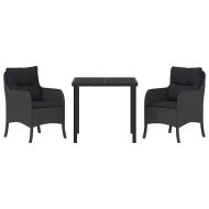 Комплект за хранене в градината 3 pcs Черно полиратан