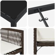 Комплект за хранене в градината 5 pcs Кафяво полиратан