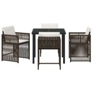 Комплект за хранене в градината 5 pcs Кафяво полиратан