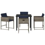 Комплект за хранене в градината 5 pcs Сив Полиратан