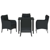 Комплект за хранене в градината 5 pcs Черно полиратан